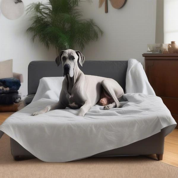 Layr Dog Sheet Protecting Sofa from a Large Dog