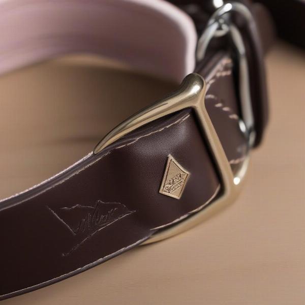 Close-up view of a Le Mieux dog collar showing its material and stitching