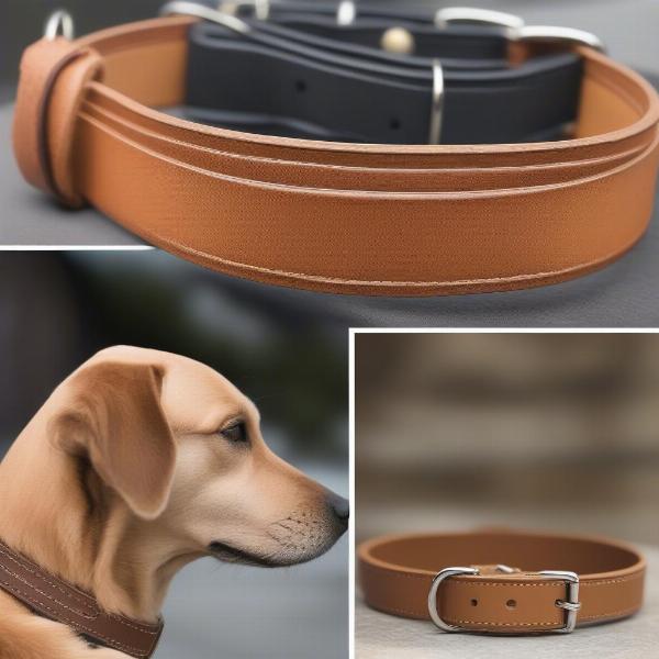 Leather and Nylon Tan Dog Collars