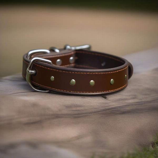 Leather collar for a sausage dog