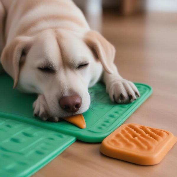 Dog Calming Down with Lick Mat