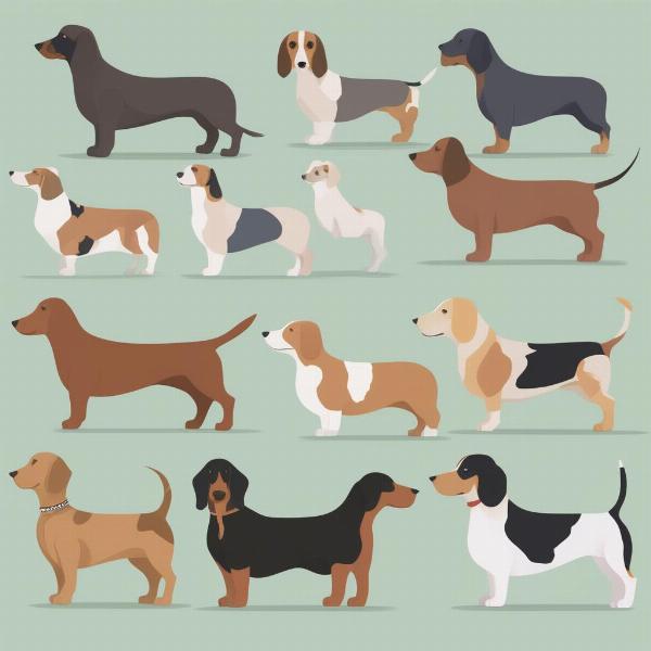 Various Long Dog Breeds