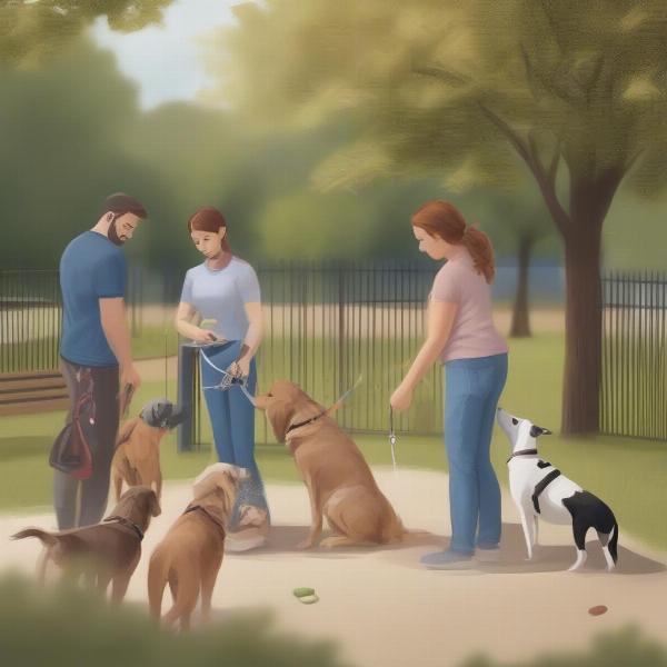 Dog park etiquette: leashing, cleaning up, supervision