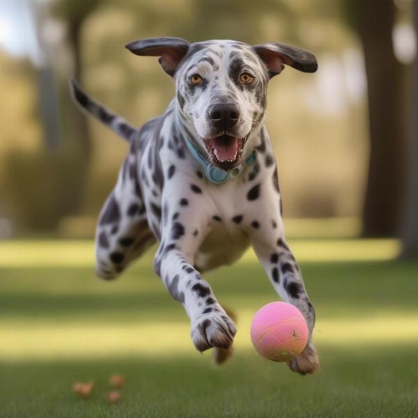 Louisiana Catahoula Leopard Dog playing fetch