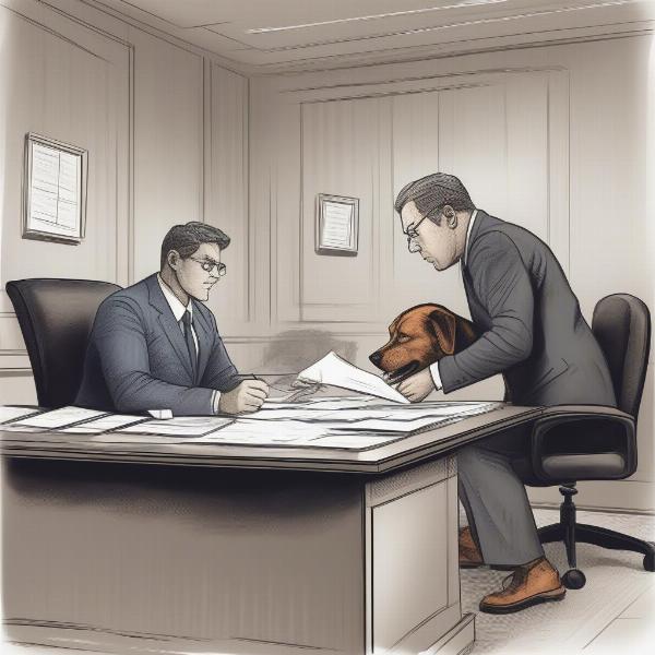 Lawyer consulting a client about a dog bite lawsuit