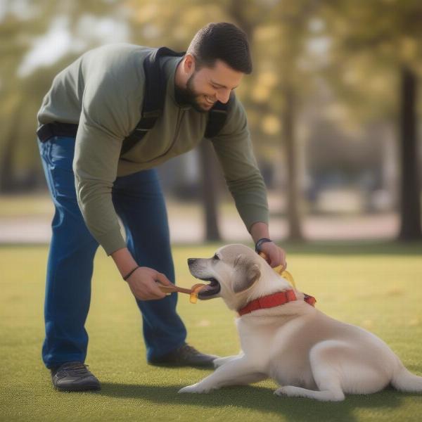 Dog trainer using positive reinforcement techniques in Lubbock