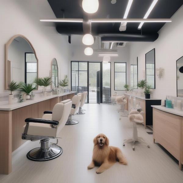 Interior of a luxury dog grooming salon