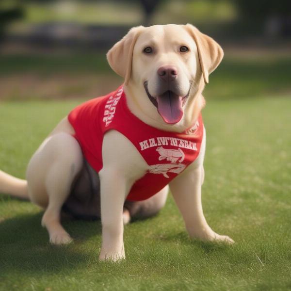 A Large Dog Wearing a Shirt