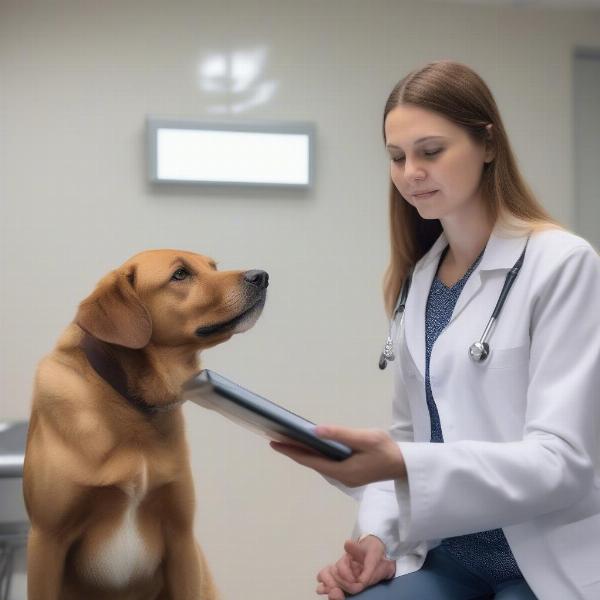 Veterinarian Consulting with Dog Owner about Malmetazone