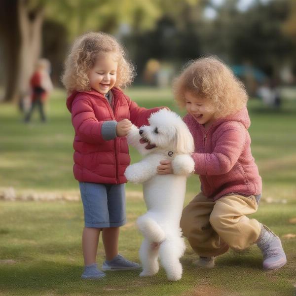 Malshipoo playing with children