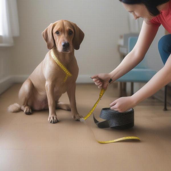 Measuring a dog for a coat