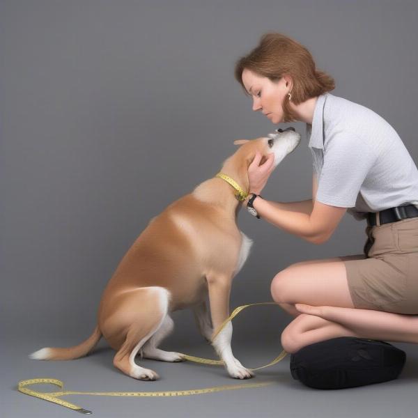 Measuring a dog's neck for a collar