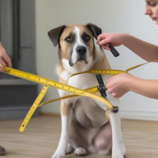 Measuring a dog for a harness