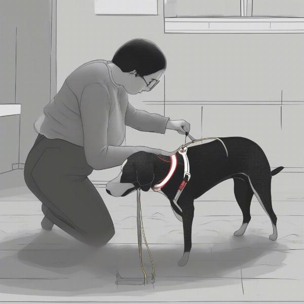 Measuring a dog for a hoodie