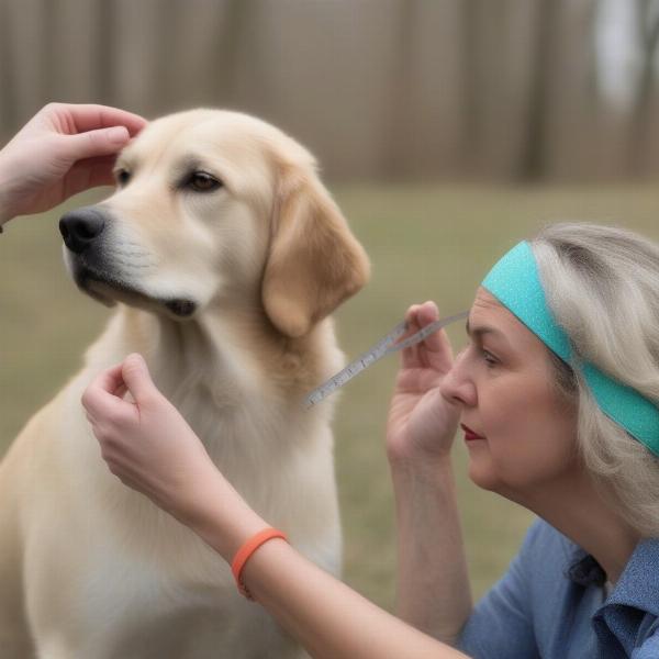 Measuring a Dog's Head for a Head Band