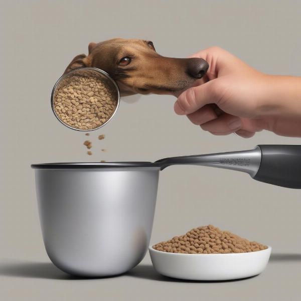 Measuring greyhound dog food