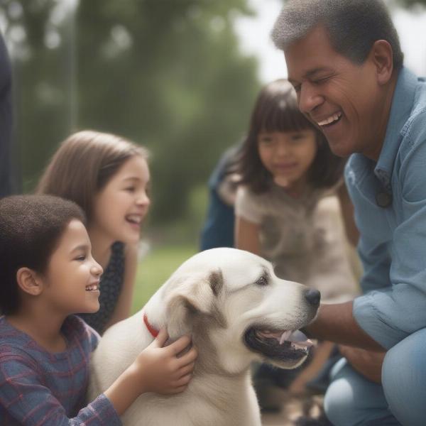 Meeting potential dogs at a shelter