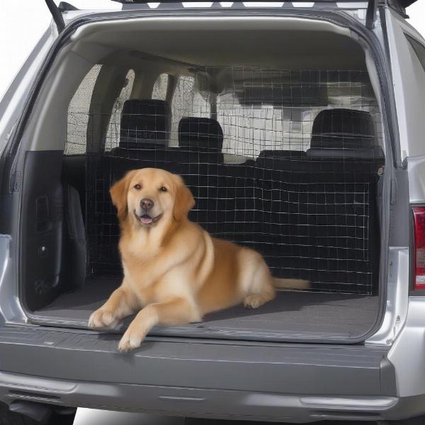 Mesh Dog Barrier Installed in an SUV