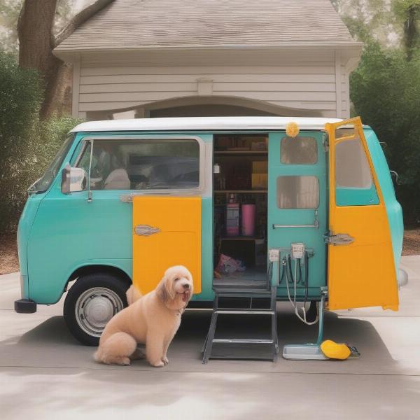 Mobile dog grooming van offers convenience