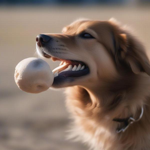 Dog Chewing on a Moon Bone