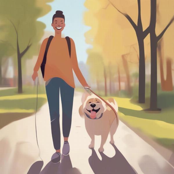 Celebrating National Walking Your Dog Day with a happy dog and owner.