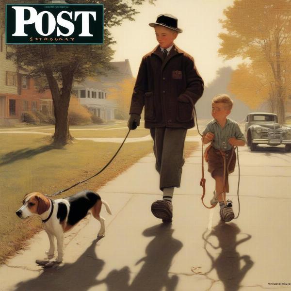 Norman Rockwell Saturday Evening Post cover featuring a dog