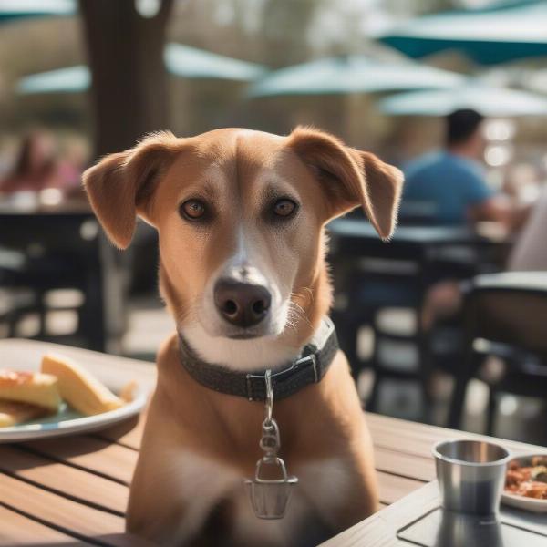 Dog enjoying outdoor dining in Little Rock.