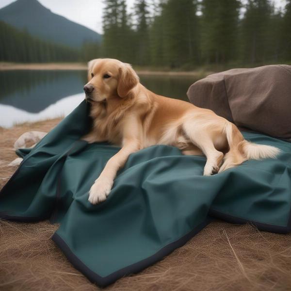 Water-resistant outdoor dog blanket for camping