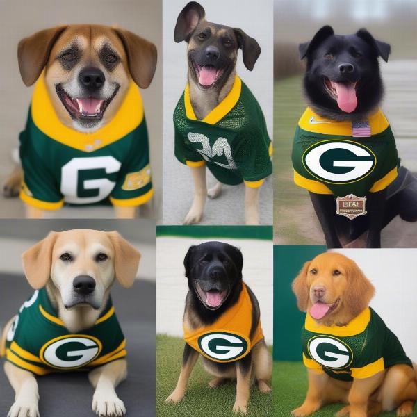 Different styles of Green Bay Packers dog jerseys