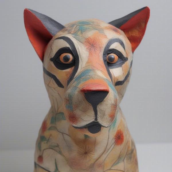 Finished Painted Dog Paper Mache Sculpture