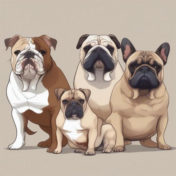 Pancake Dog Breeds: English Bulldog, French Bulldog, Pug