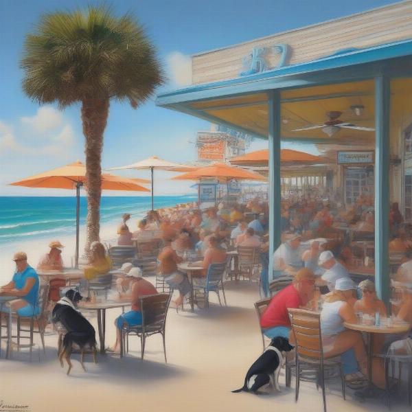 Dog-friendly patio at a restaurant on Pensacola Beach