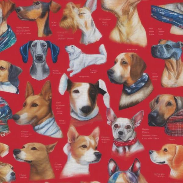 Different styles of personalised dog bandanas