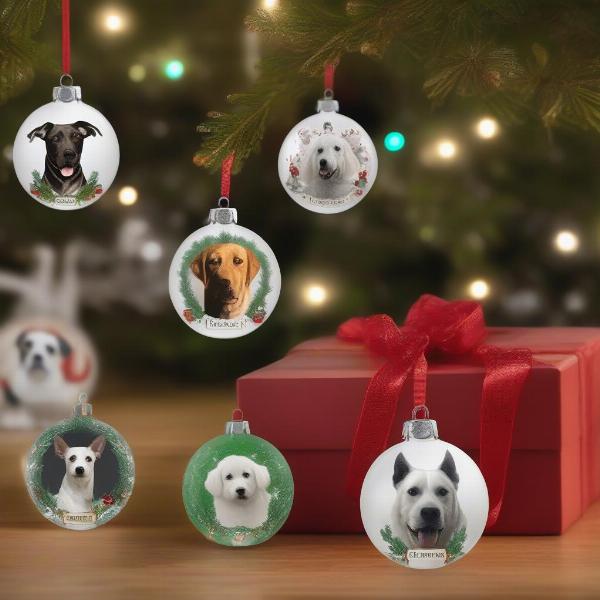 Variety of Personalised Dog Christmas Baubles