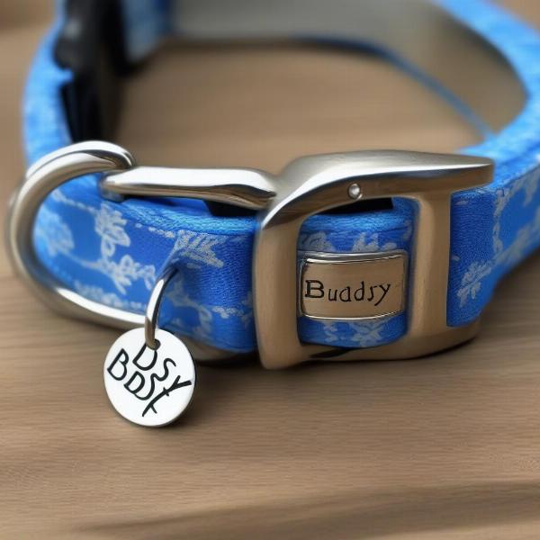 Personalized dog collar with a name tag