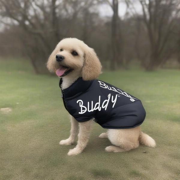 Dog jacket with embroidered name