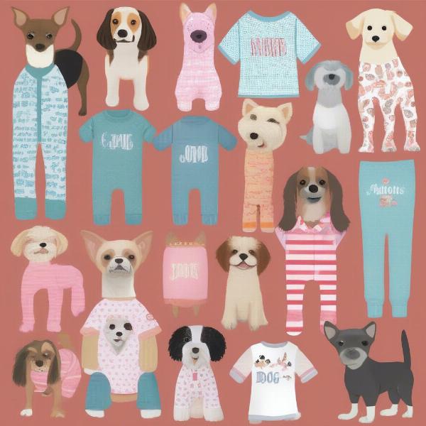 Examples of personalized embroidery on dog pajamas