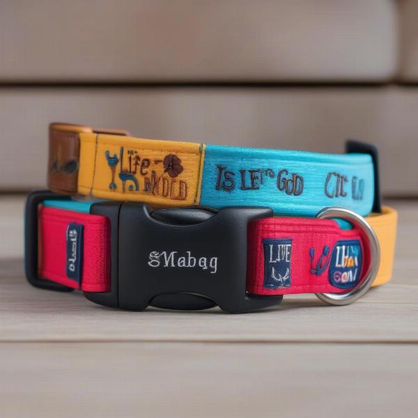 Personalized life is good dog collar with dog's name