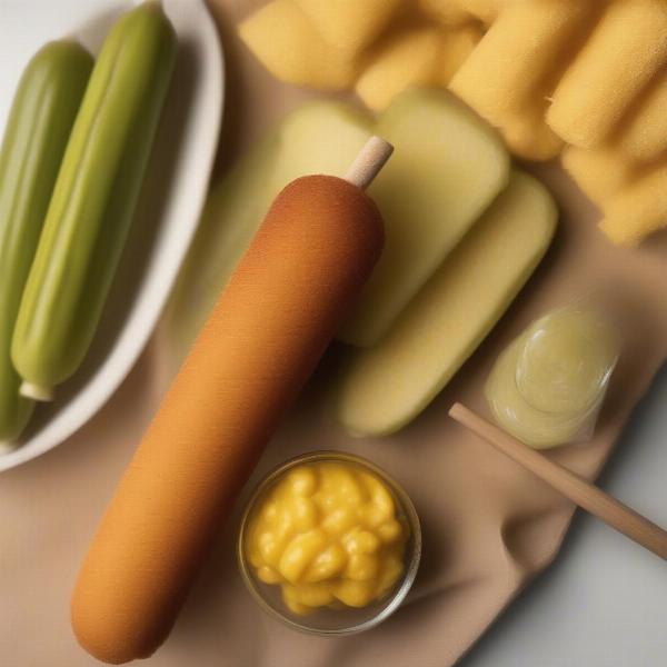 Pickle Corn Dog Ingredients Close Up