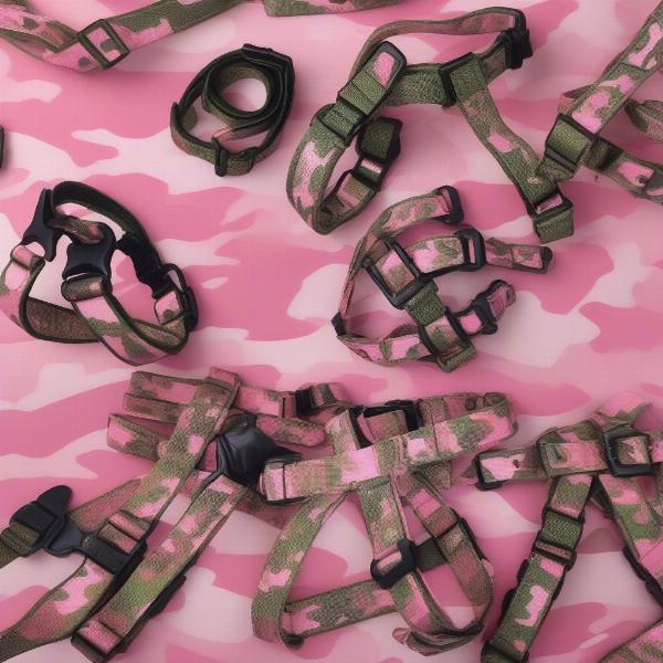 Pink Camouflage Dog Harnesses in Different Sizes