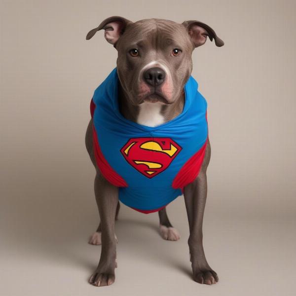 Pitbull in a Superhero Costume