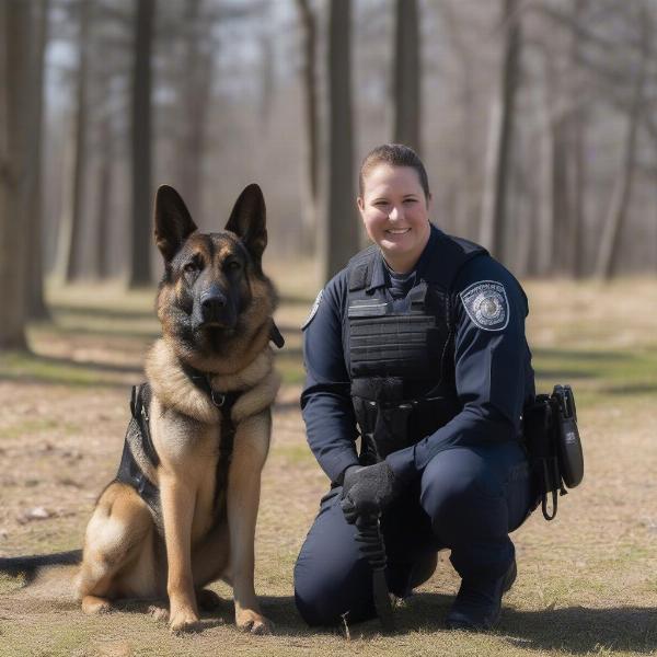 A Police Dog Handler and K9 on Patrol