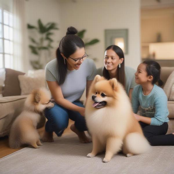 Pomeranian Meeting Adoptive Family