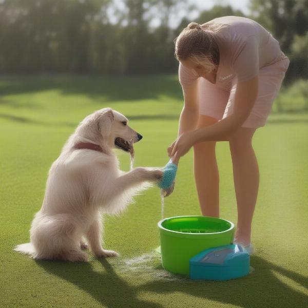 Using a Portable Dog Paw Washer