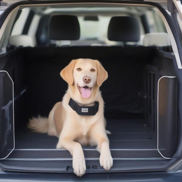 Dog in PP40 crate during car travel