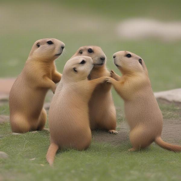 Prairie Dogs Interacting