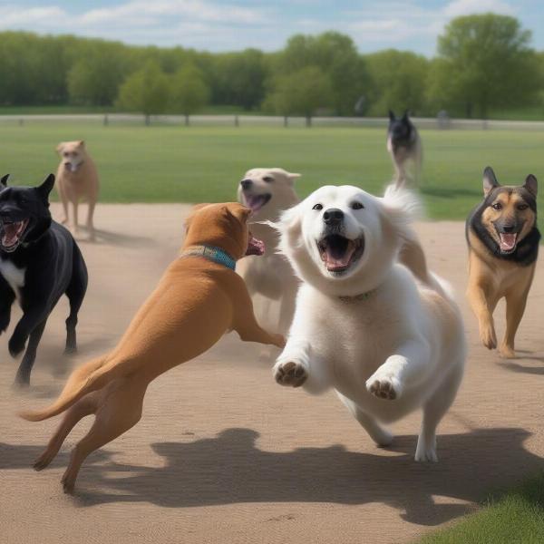 Dogs Playing at Prairie Moraine Dog Park