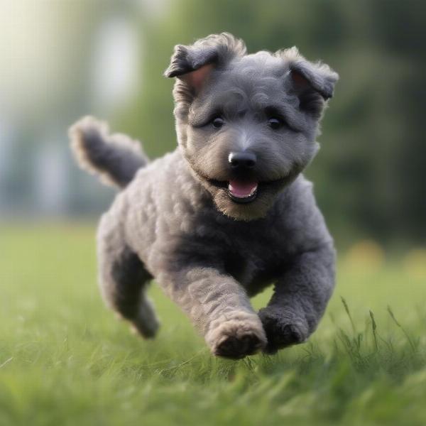 Pumi puppy playing