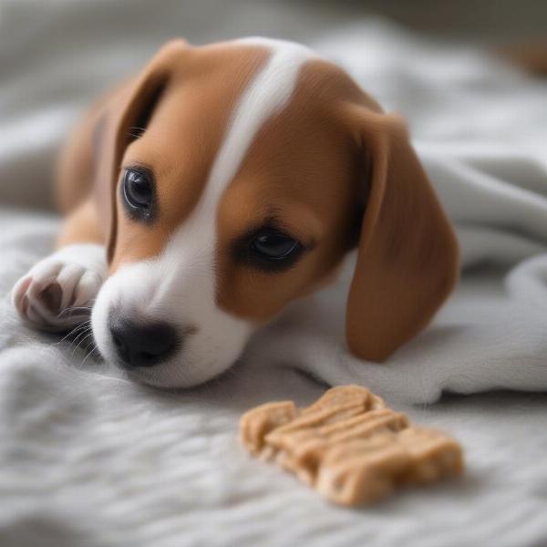 Puppy Eating a Turkey Treat