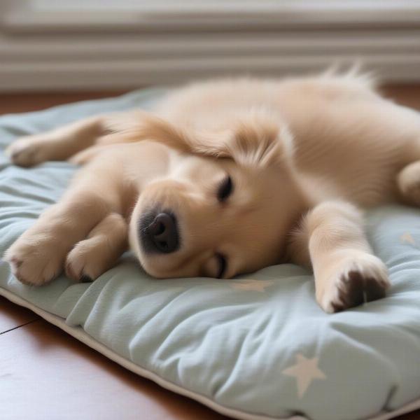 Puppy in an open bed